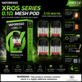 Vape Mash India Vaporesso XROS Series COREX 2.0 replacement pods with 0.1Ω mesh coil, 3ml capacity, 4-pack