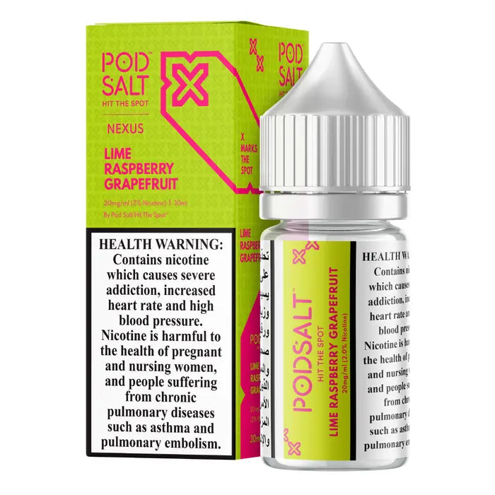 Lime Raspberry Grapefruit Pod Salt Nexus 30ML Nic Salt Vape Juice India – Fruity citrus blend with lime, raspberry & grapefruit at VapeMashIndia