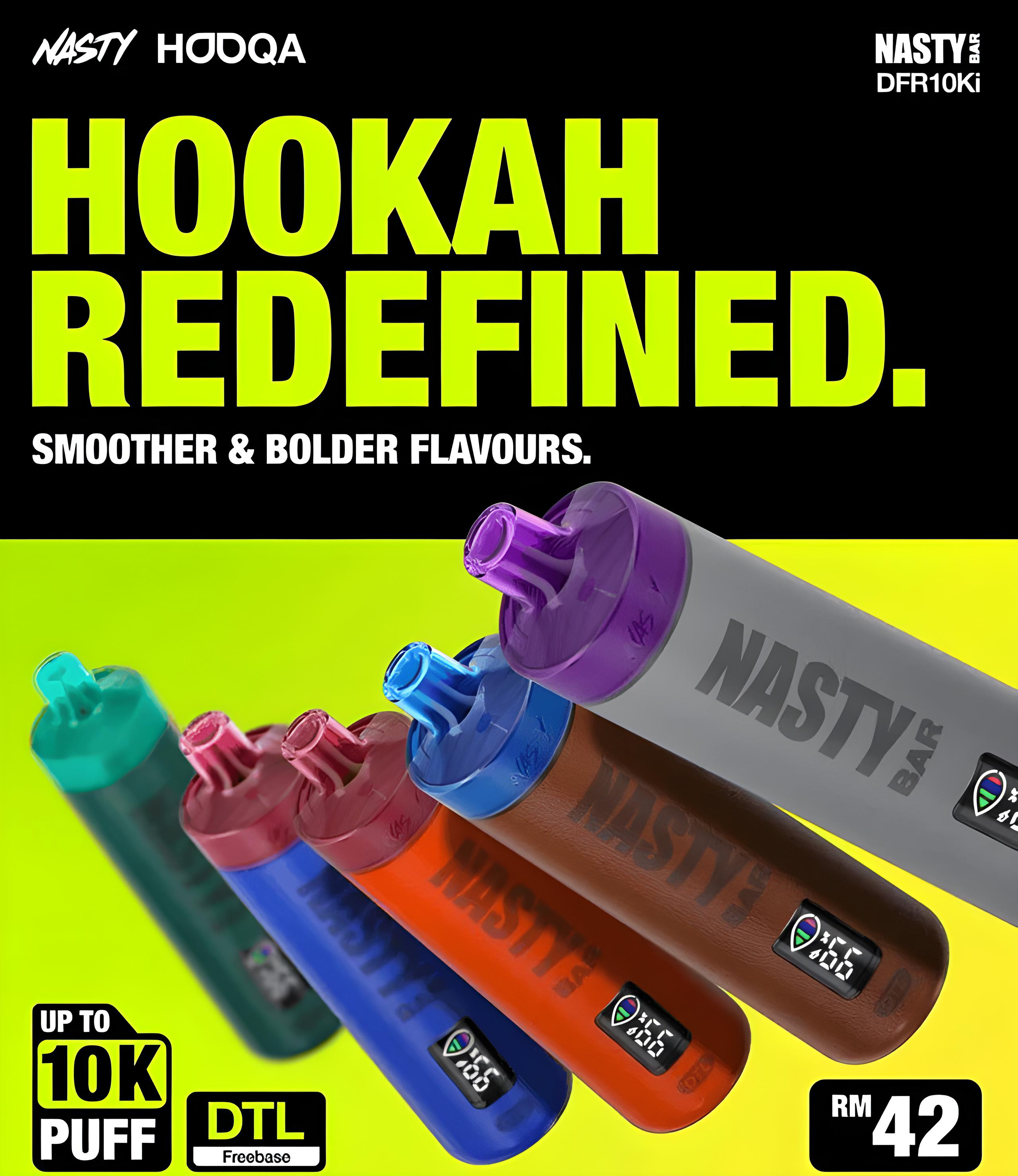 Nasty Bar Hooqa DFR10Ki DTL Disposable India | Vape Smash India