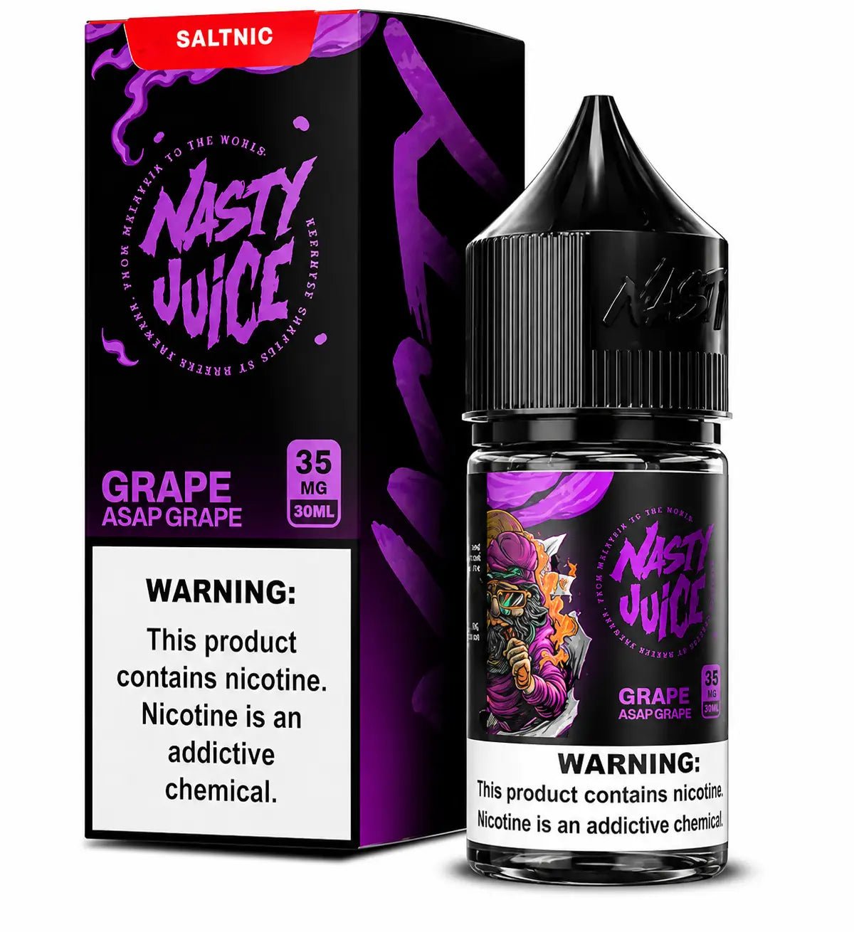 ASAP Grape Nasty Juice 30ML Nic Salt Vape Mash India, grape-flavored e-liquid with 35MG or 50MG nicotine strength.