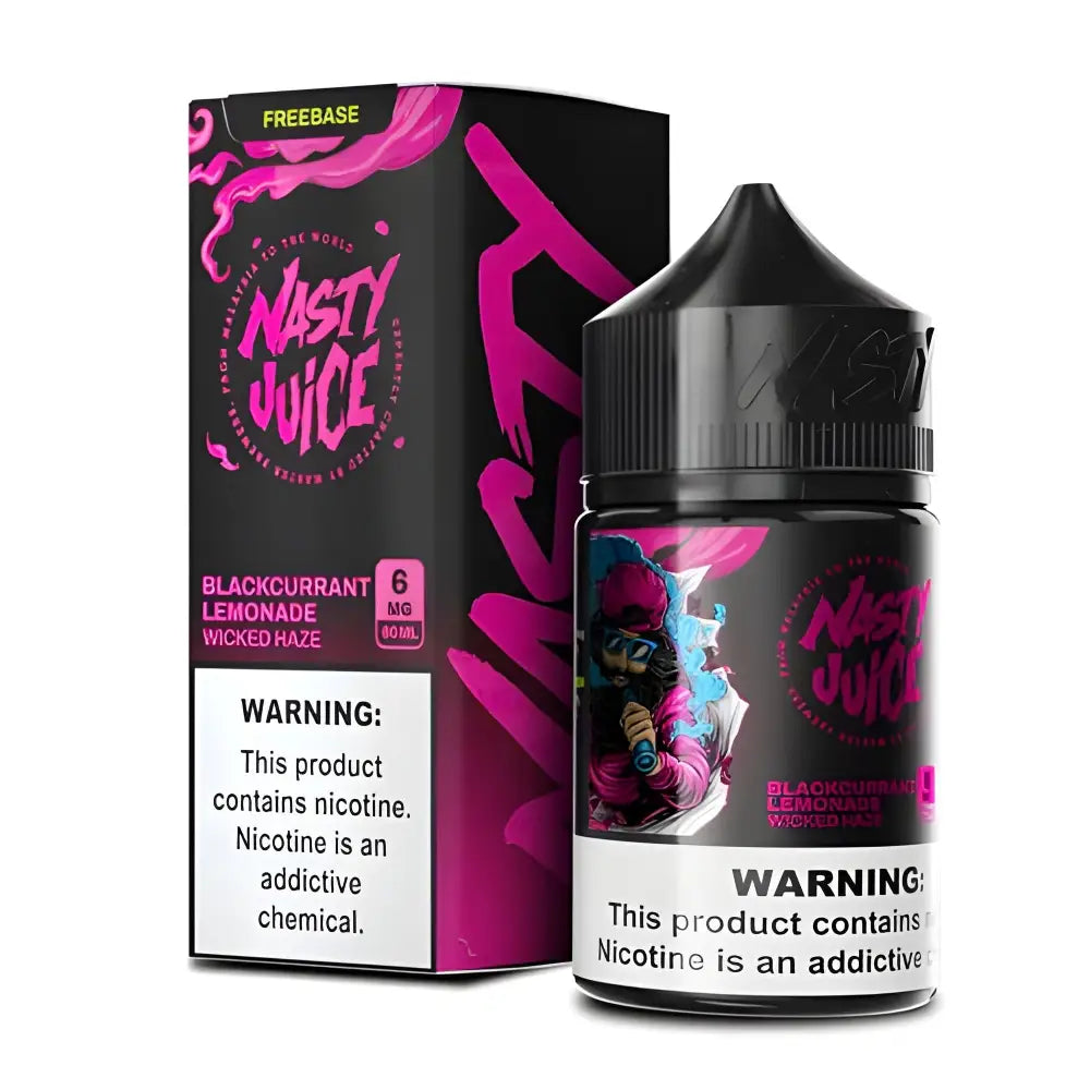 Nasty Juice Blackcurrant Lemonade 60ml vape juice bottle with blackcurrant and lemonade themed label