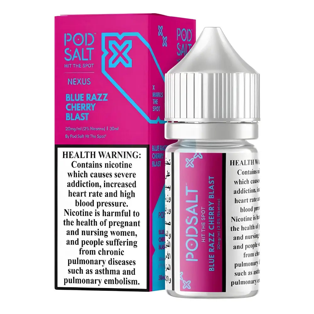 Blue Razz Cherry Blast Pod Salt Nexus 30ML Nic Salt Vape Juice India – Bold cherry and sweet blue raspberry blend in 25MG & 50MG at VapeMashIndia