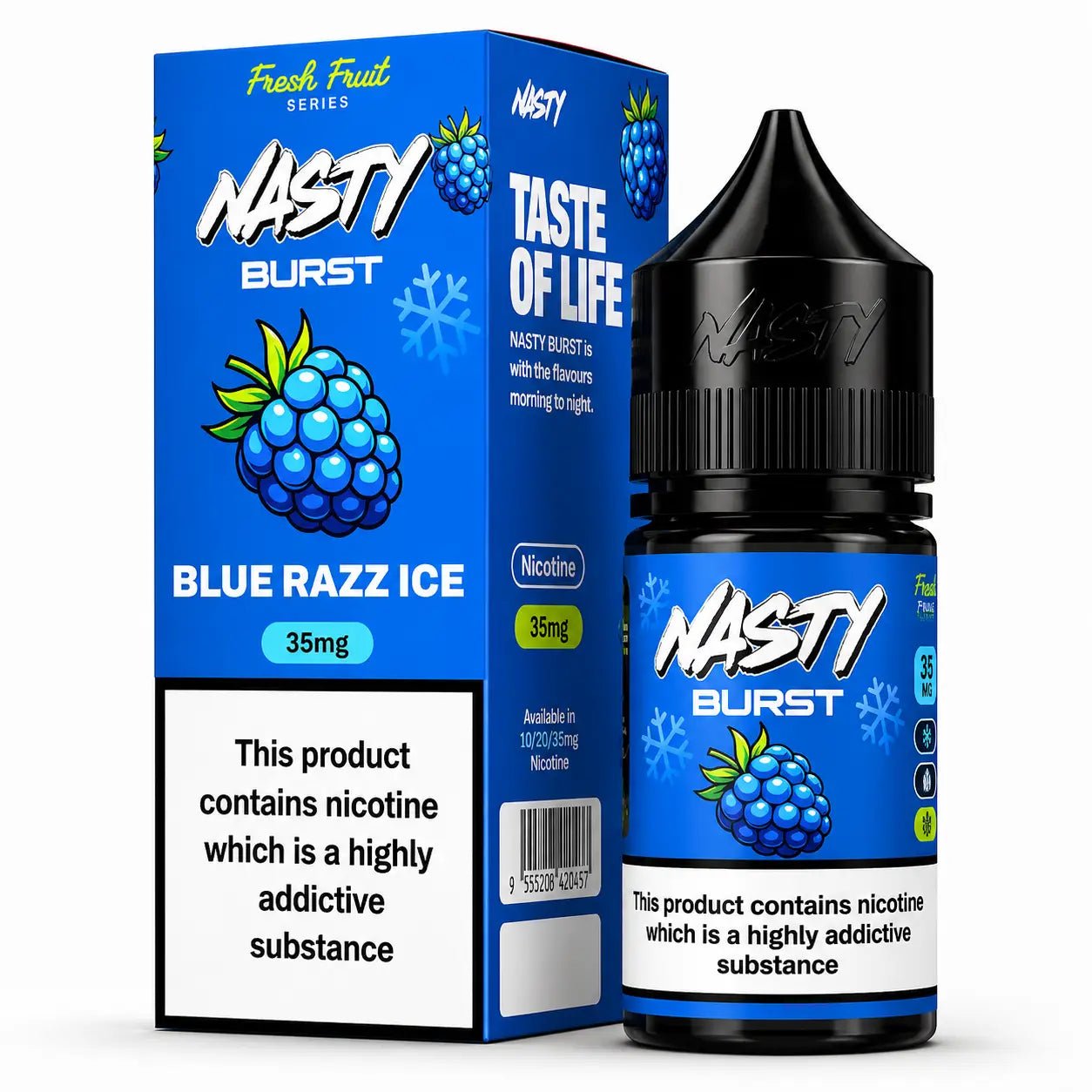 Blue Razz Ice Nic Salt Juice by Vape Mash India, 30ML bottle with blue raspberry flavor and icy menthol finish.