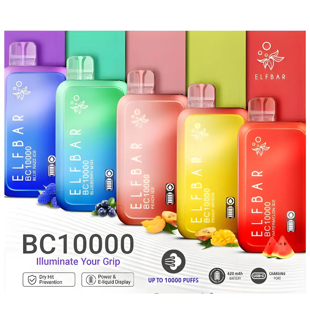 Elfbar BC10000 disposable vape in India – 10,000 puffs, USB-C rechargeable, 5% nicotine