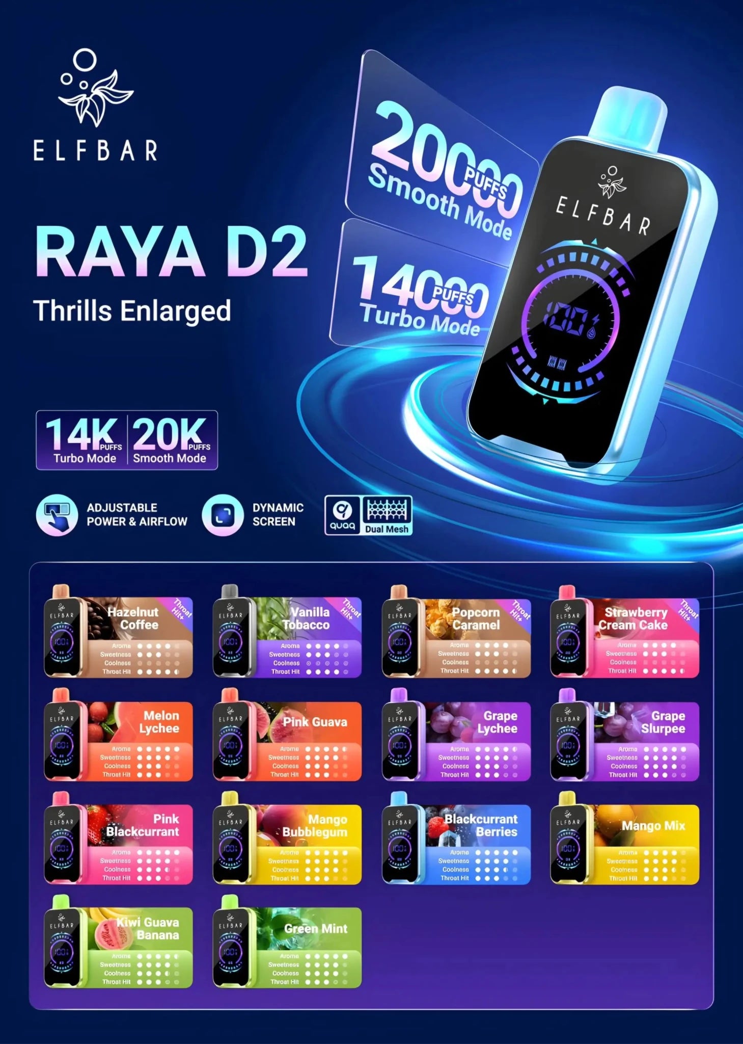 ElfBar D2 20K Puffs Disposable Smooth Airflow Vape Mash India ElfBar D2 20K Puffs Disposable Smooth Airflow Vape Mash India