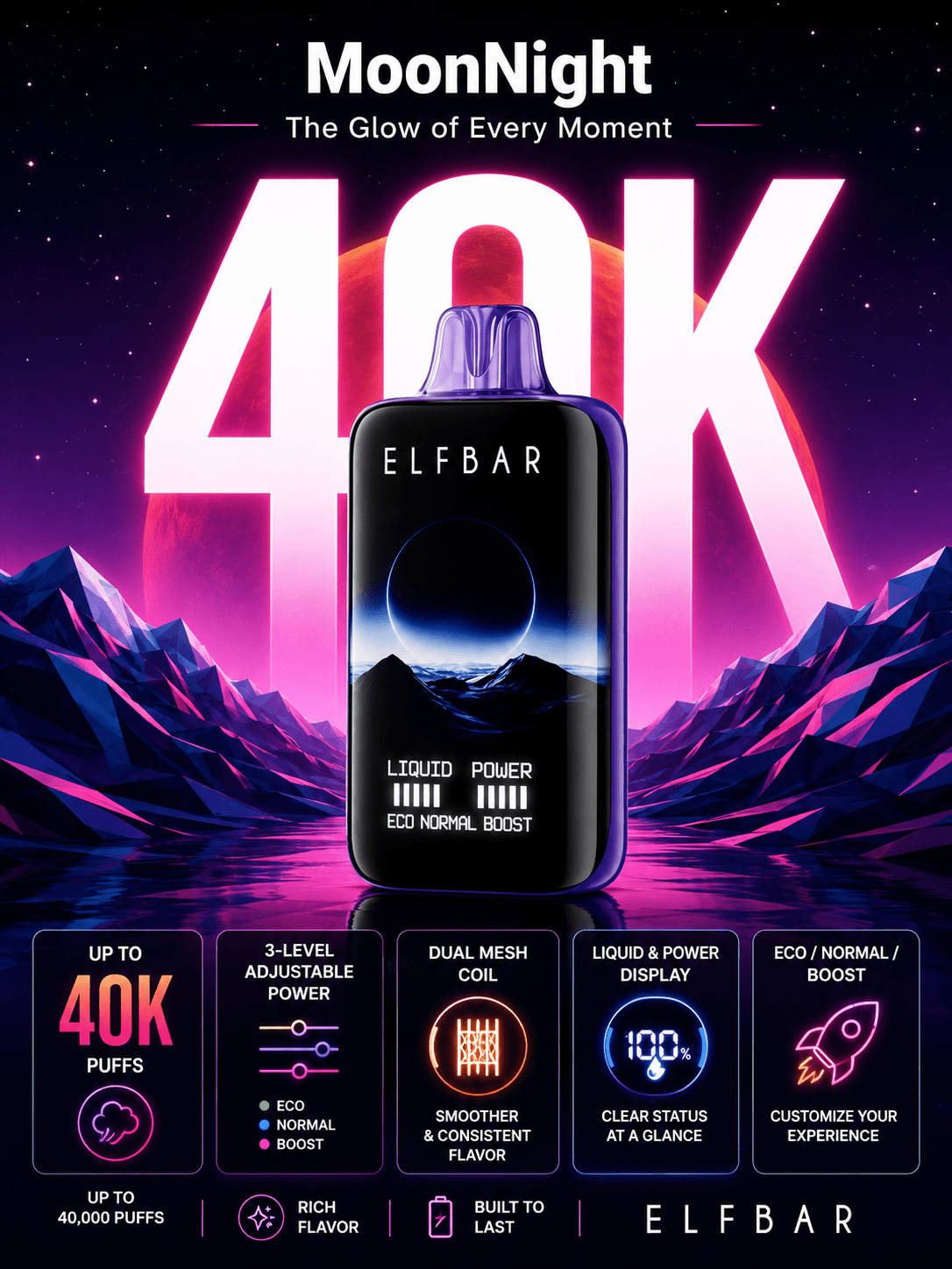 ELFBAR Moon Night Disposable Vape – 40000 Puffs | Vape Mash India - Vape Mash India