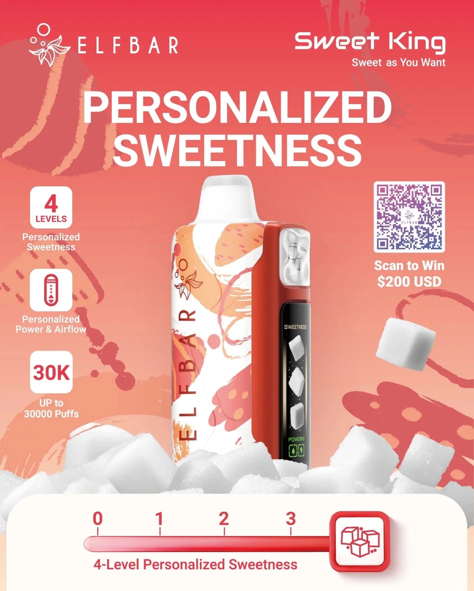 ElfBar Sweet King 30K Puffs disposable vape by Vape Mash India, showcasing the sleek design of this flavor-packed vape device.