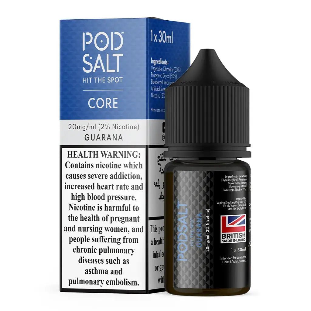 Guarana Pod Salt Core Nic Salt vape juice bottle from Vape Mash India, 30ml, available in 25MG and 50MG nicotine strengths.