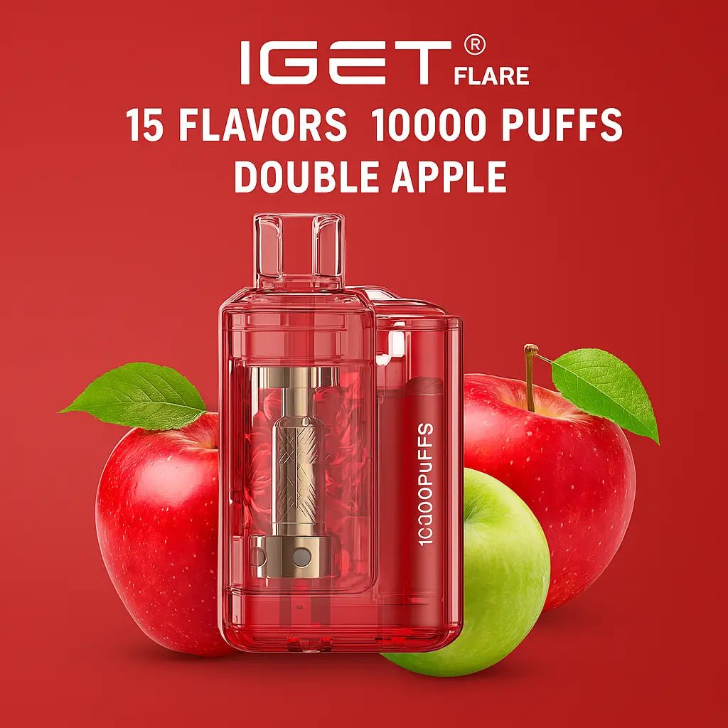 IGET Flare B10000 Double Apple disposable vape pen by Vape Mash India, USB-C rechargeable with sleek design and double apple flavor.