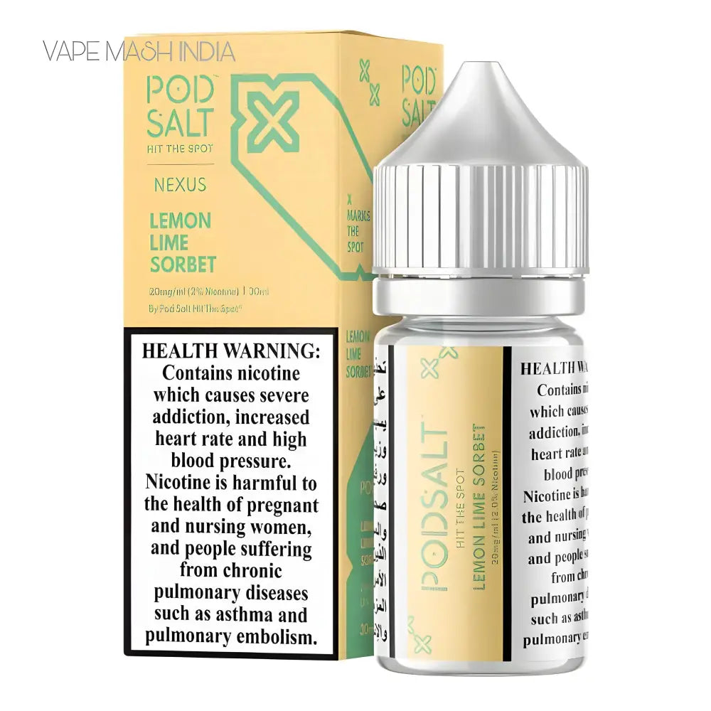 Lemon Lime Sorbet Pod Salt Nexus 30ML Vape Juice Bottle – 50MG Nicotine Salt India