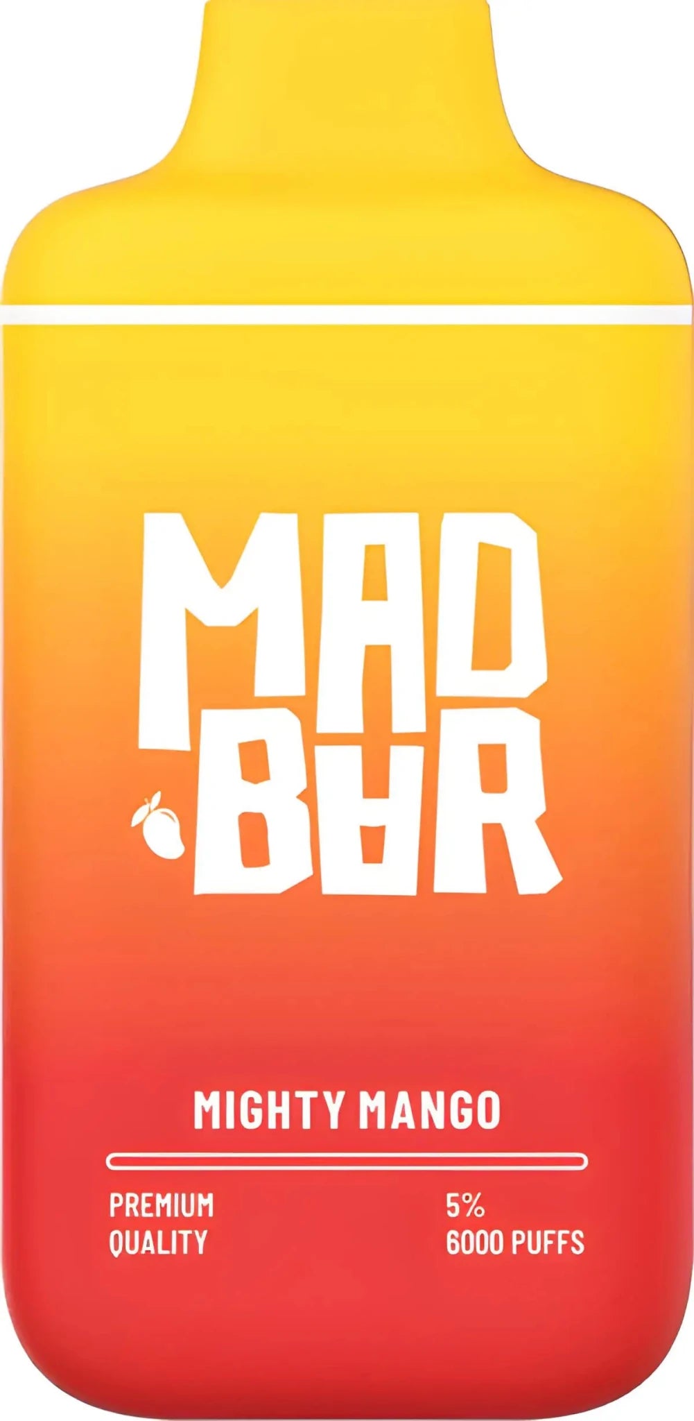 Mad Bar disposable e-liquid vape in orange and white, 650mAh puff, from Vape Mash India, showing the sleek design and branding.