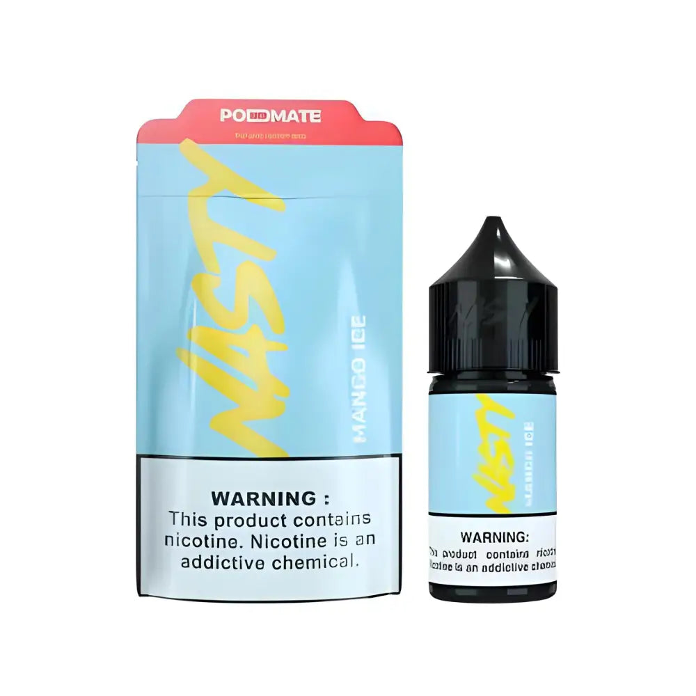 Mango Ice Nasty Podmate Salt 30ML vape juice bottle – sweet mango and menthol nicotine salt e-liquid available in 35MG and 50MG strengths.