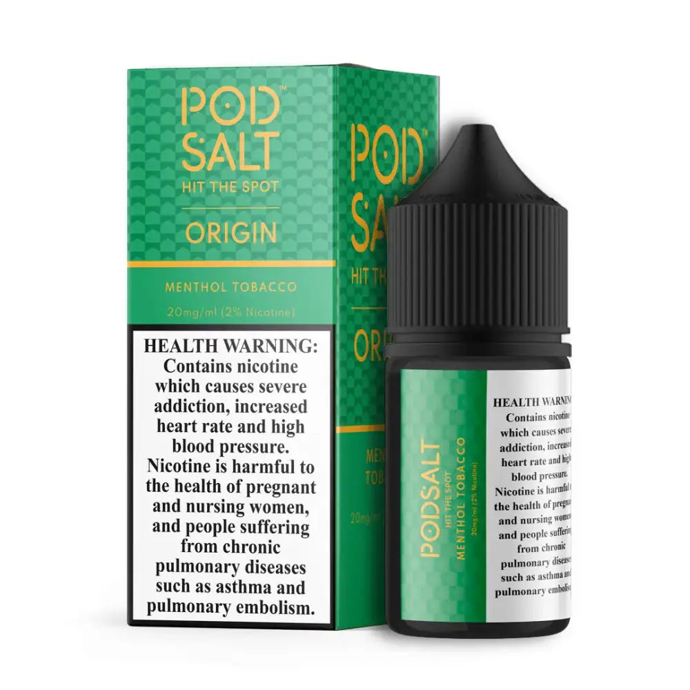 Menthol Tobacco Pod Salt Origin 30ML Nic Salt Vape Juice India – Tobacco and menthol e-liquid in 20MG, 25MG, 50MG at VapeMashIndia