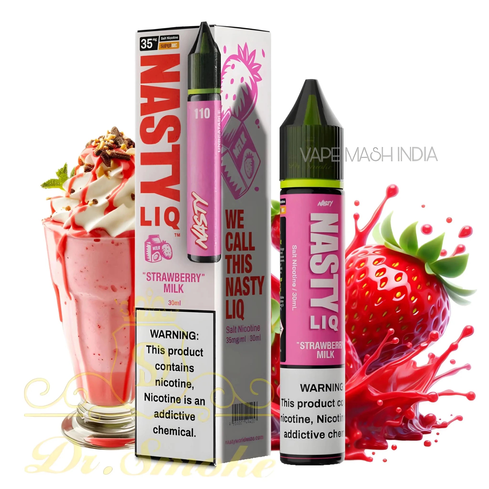 Nasty Liq 30ml Salt E - Liquid Strawberry Milk Flavor - Vape Mash India