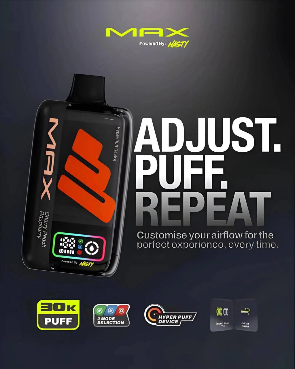 Vape Mash India Nasty Max 30K Puffs disposable vape with sleek design and mouthpiece, shown in the image.