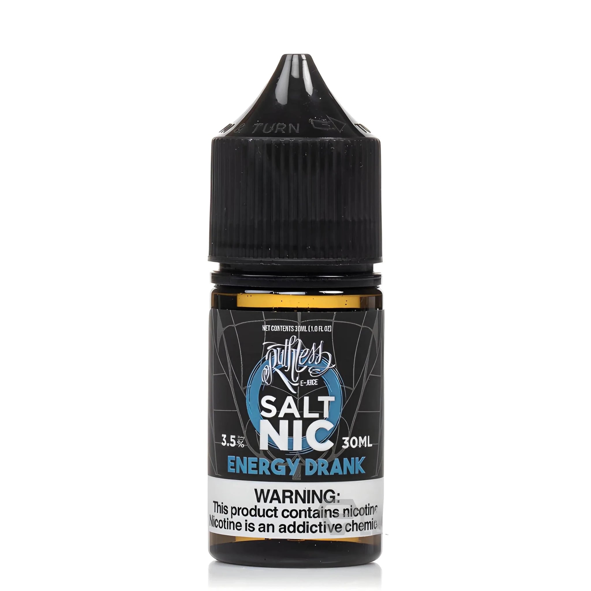 Ruthless Salt 30ml energy drink flavored nic salt vape juice by Vape Mash India, showing the colorful bottle and label.