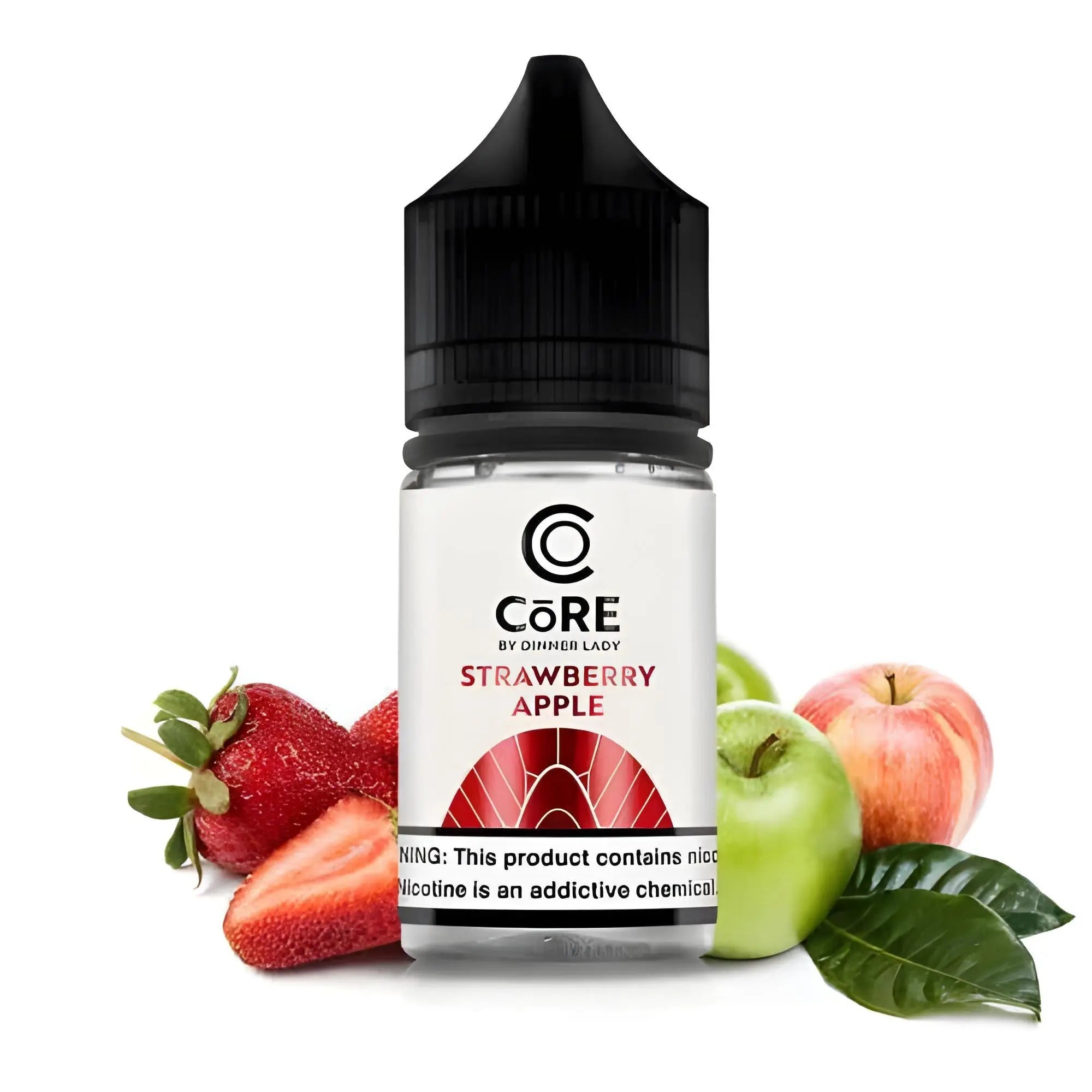Strawberry Apple Core Salt Nic Vape Juice by Dinner Lady in 30ML bottle, available in 20MG, 30MG, and 50MG nicotine strengths.