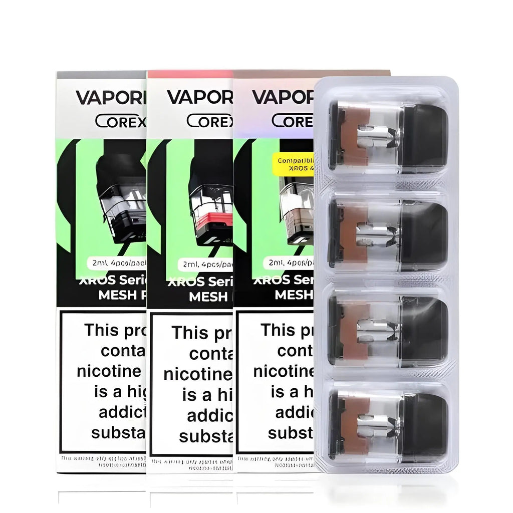 Vape Mash India Vaporesso XROS Series Corex 2.0 Pod coils and pods, pack of 4, for vaping device replacement.