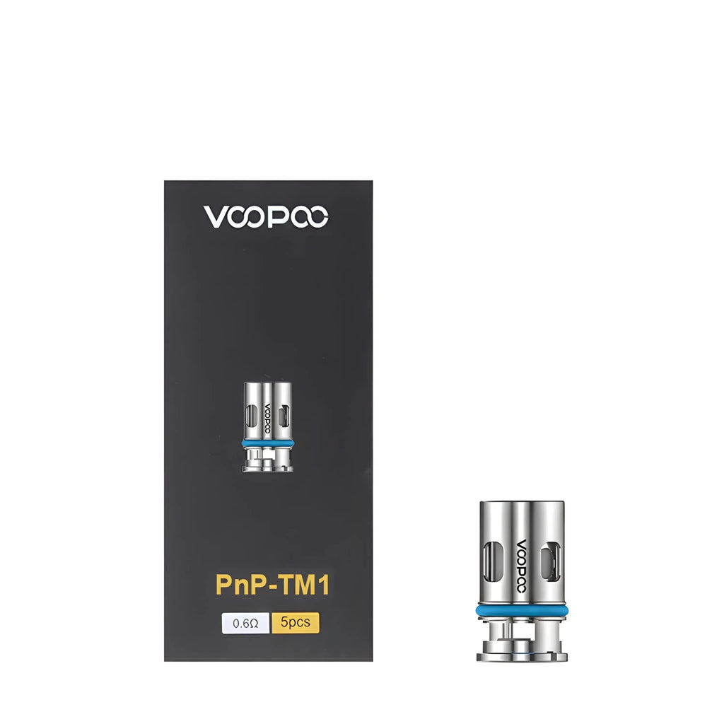 Vape Mash India VOOPOO PnP replacement coil, 0.6 ohm TM1, for vape pod systems, showing the coil and packaging.