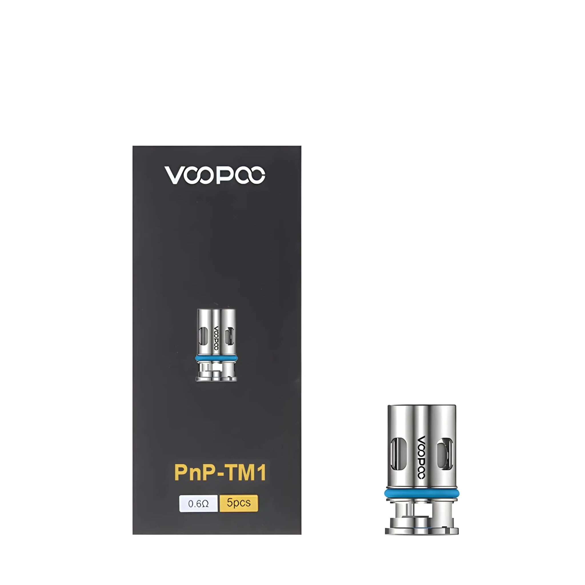 Vape Mash India VOOPOO PnP replacement coil, 0.6 ohm TM1, for vape pod systems, showing the coil and packaging.