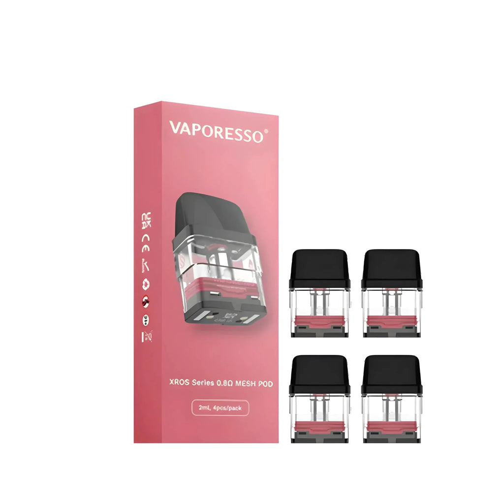Vape Mash India Vaporesso XROS replacement pods, pack of 4, with 0.7 ohm mesh coils for easy vaping.