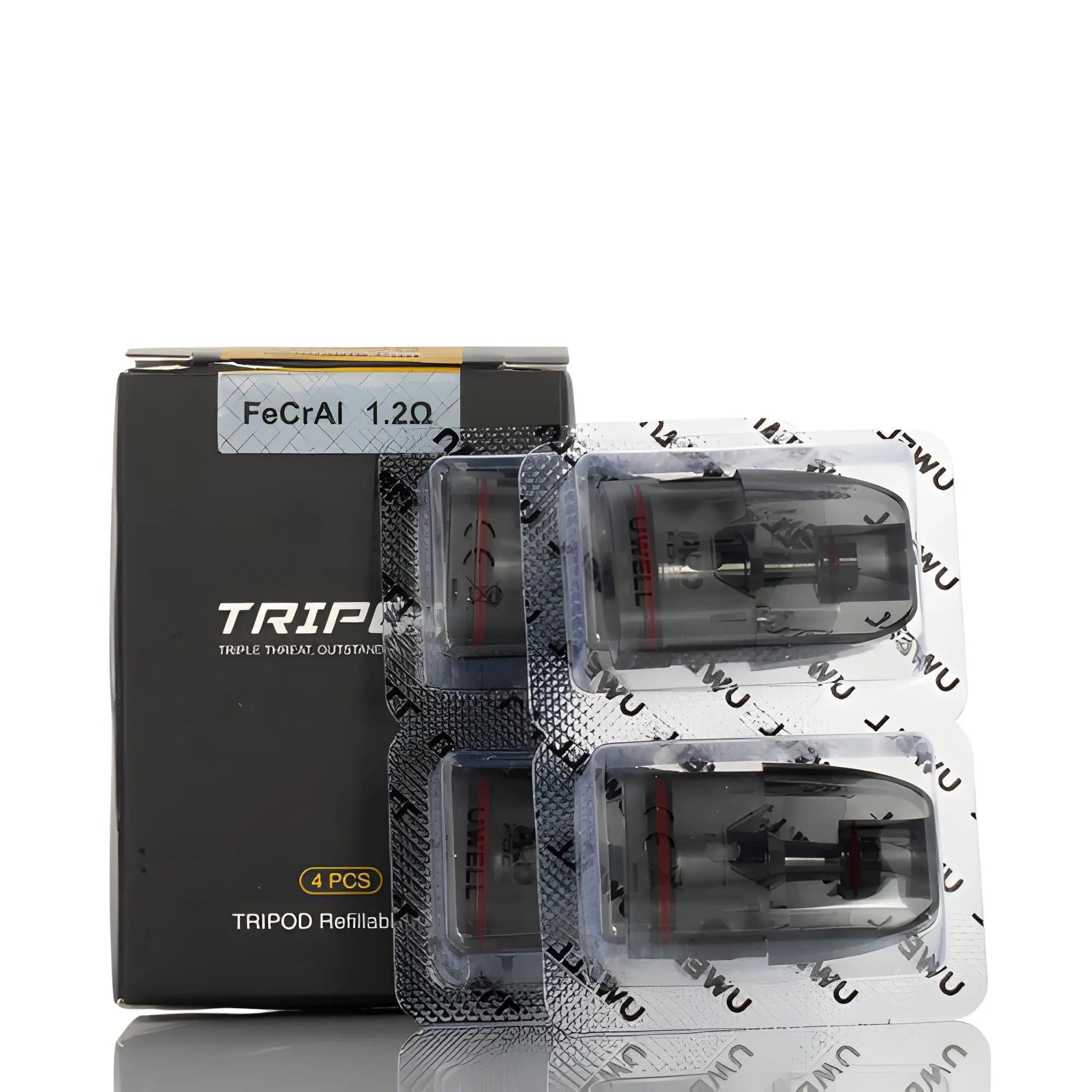 Uwell Tripod replacement pods with 2ml capacity and built-in coil for refillable e-liquid, designed for Vape Mash India device.