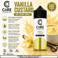 Vanilla Custard vape juice by CORE Dinner Lady, 120ml e-liquid in 3mg and 6mg nicotine, displayed in Vape Mash India packaging.