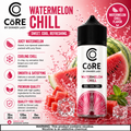 Vape Mash India Watermelon Chill CORE e-liquid bottle, 120ml vape juice with 3mg or 6mg nicotine, featuring watermelon flavor.