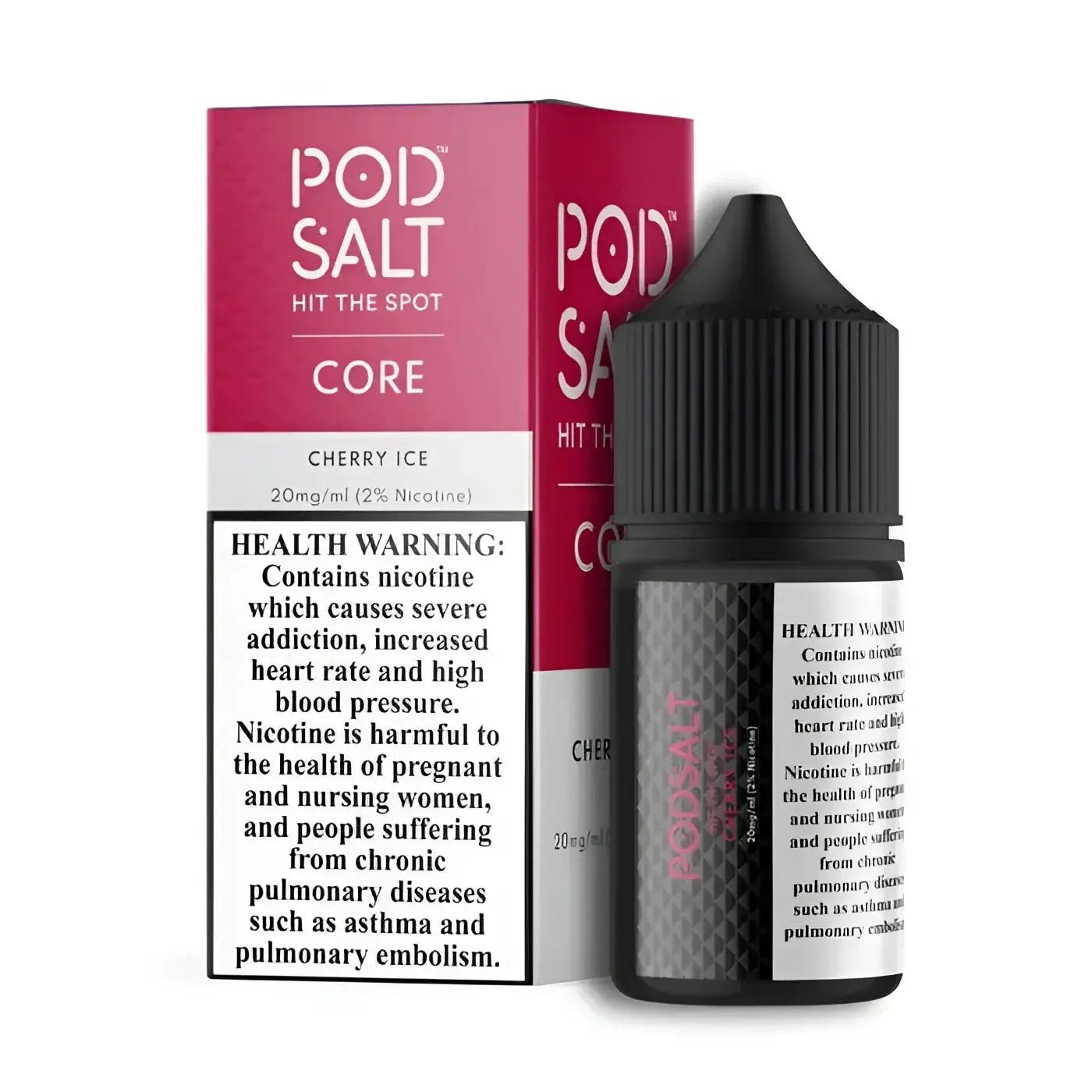 Vape Mash India Pod Salt Core Cherry Ice Nic Salt 30ml e-liquid bottle with cherry and cooling ice flavor.