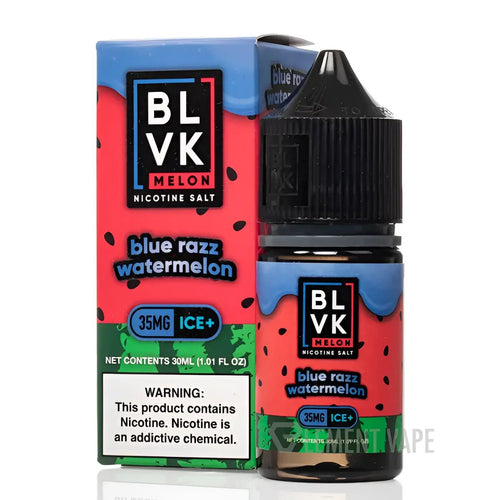 BLVK Melon Nicotine Salt vape e-liquid by Vape Mash India, Blue Razz Watermelon flavor, 30ml bottle, 35mg nicotine strength.