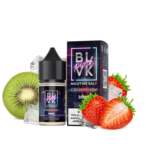 Vape Mash India BLVK Pink Iced Berry Kiwi Nicotine Salt 30ml bottle with vibrant pink and berry-kiwi flavor design.