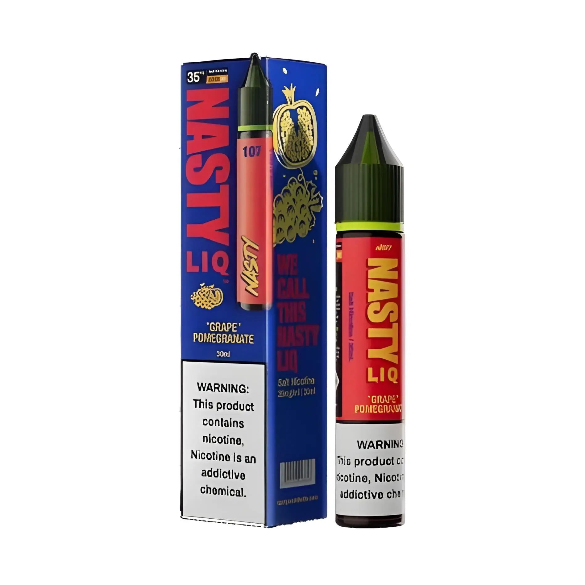 Vape Mash India Pomegranate Grape Nic Salt E-Liquid 30ml for Pod Systems, featuring vibrant fruit flavor and sleek bottle design.