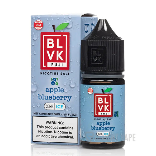 BLVK Apple Blueberry Nicotine Salt E-Liquid by Vape Mash India, 30ml, 35MG, bottle with apple and blueberry flavor design
