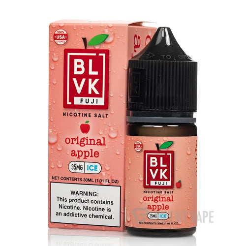 BLVK Fuji Apple Ice Nicotine Salt E-Liquid by Vape Mash India, 35mg, featuring fresh apple and cooling ice flavor in a vape bottle.