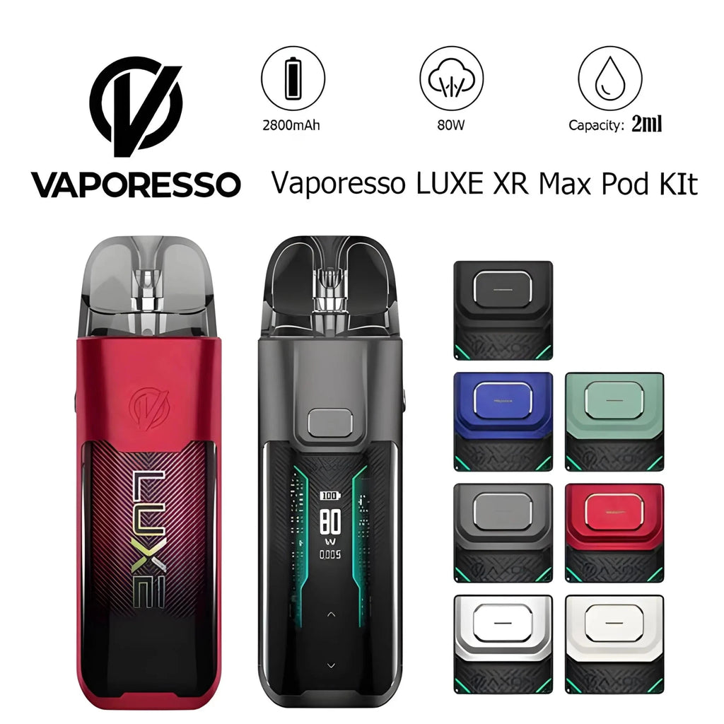 Vaporesso LUXE XR MAX 80W pod system kit in black with sleek design, compact vape starter kit by Vape Mash India