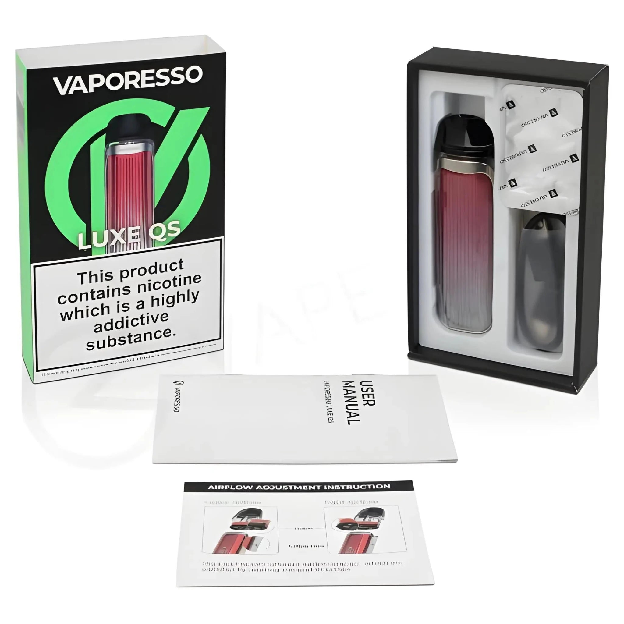 Silver Vaporesso Luxe QS Pod System Kit, compact vape starter kit with sleek design from Vape Mash India.