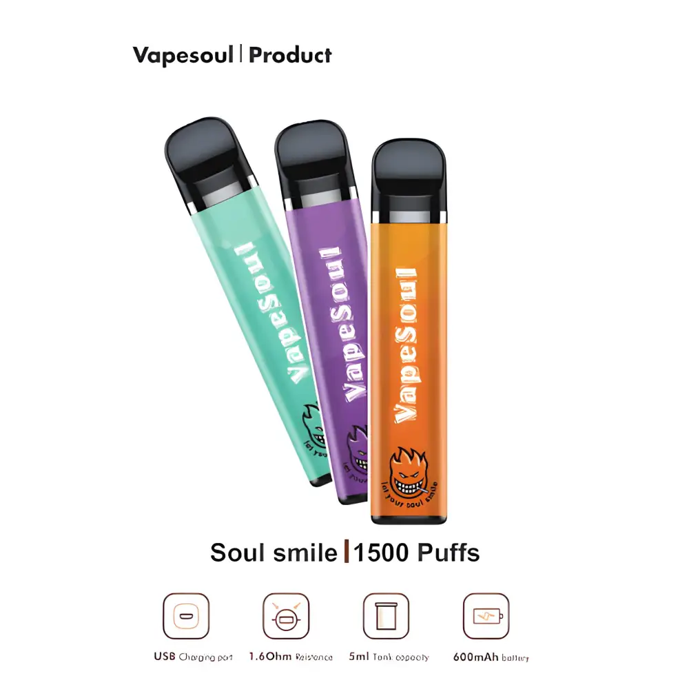 VapeSoul Smile II Rechargable Disposable Vape (1500Puffs) India | Vape Smash India