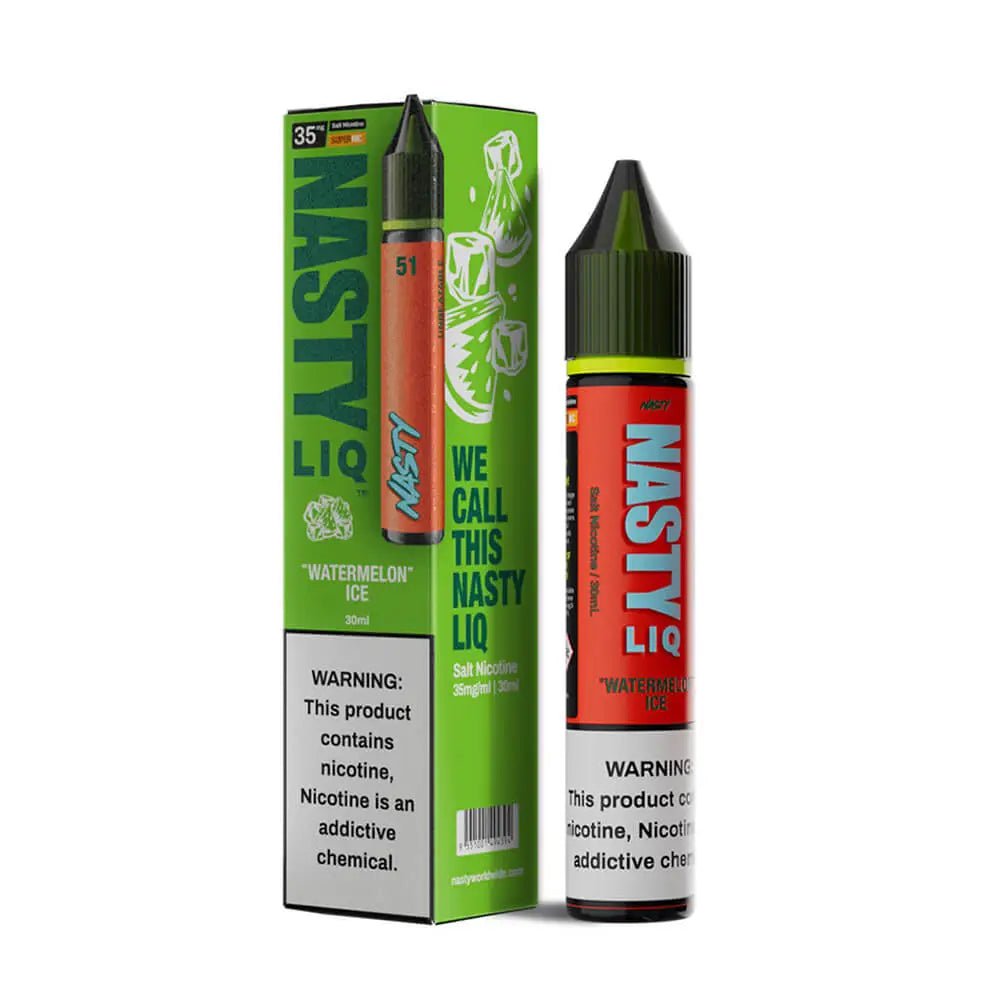 Vape Mash India Watermelon Ice Nic Salt E-Liquid for pod systems with refreshing menthol finish, featuring watermelon flavor.